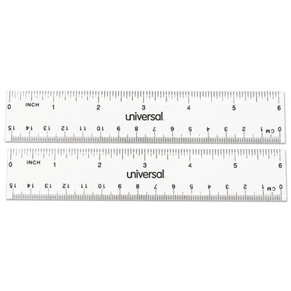 Clear Plastic Ruler, Standard/metric, 6" Long, Clear, 2/pack