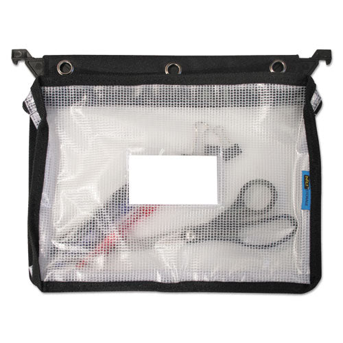 Expanding Zipper Pouch, 13 X 9.25, Black/clear