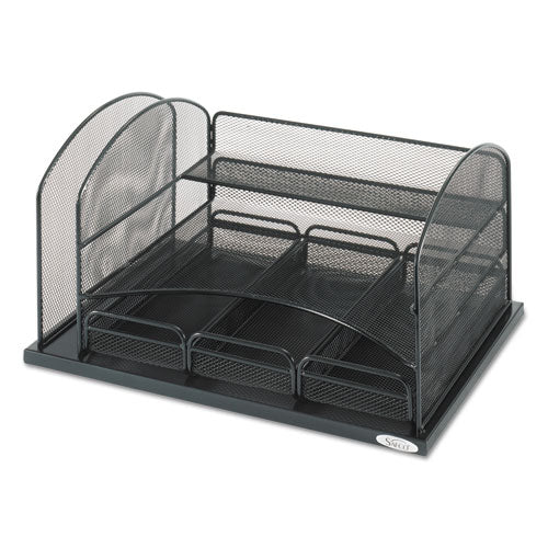 Onyx Organizer With 3 Drawers, 6 Compartments, Steel, 16 X 11.5 X 8.25, Black
