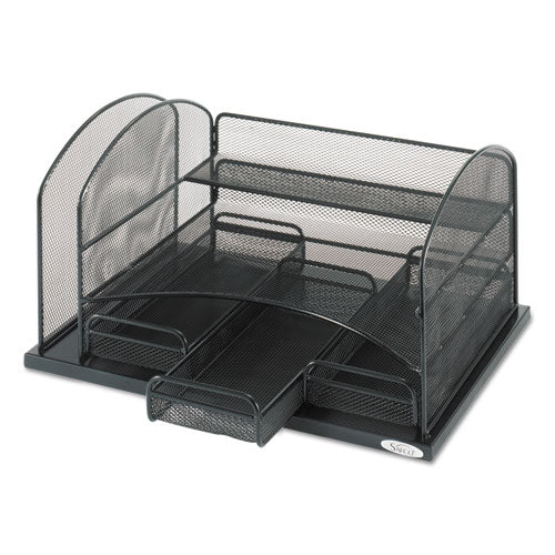Onyx Organizer With 3 Drawers, 6 Compartments, Steel, 16 X 11.5 X 8.25, Black