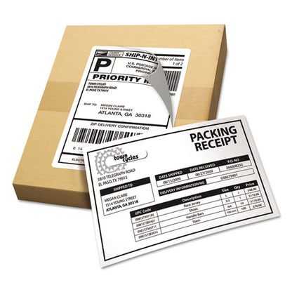 Shipping Labels With Paper Receipt And Trueblock Technology, Inkjet/laser Printers, 5.06 X 7.63, White, 50/pack