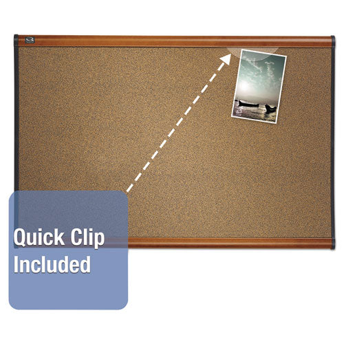 Prestige Colored Cork Bulletin Board, 48 X 36, Brown Surface, Light Cherry Fiberboard/plastic Frame