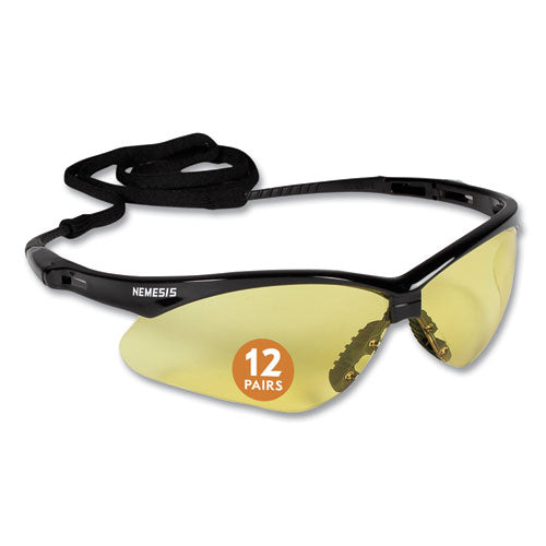 Nemesis Safety Glasses, Black Frame, Amber Lens