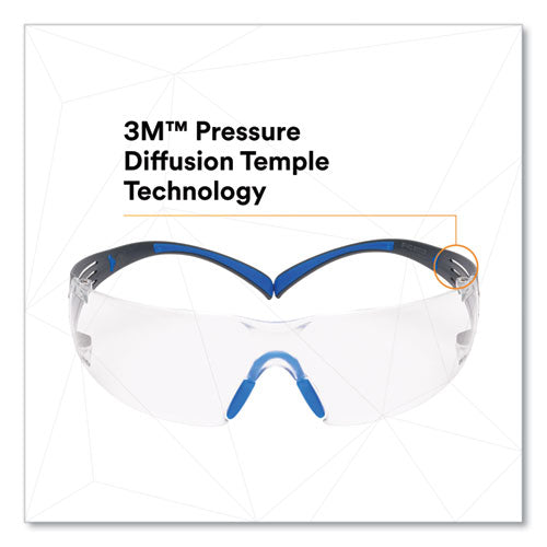 Securefit Protective Eyewear, 400 Series, Black/blue Plastic Frame, Clear Polycarbonate Lens