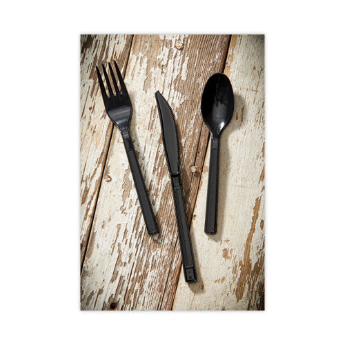 Meadoware Cutlery, Soup Spoon, Medium Heavy Weight, Black, 1,000/carton