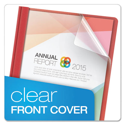 Clear Front Standard Grade Report Cover, Three-prong Fastener, 0.5" Capacity, 8.5 X 11, Clear/red, 25/box