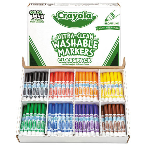 Ultra-clean Washable Marker Classpack, Broad Bullet Tip, 8 Assorted Colors, 200/box