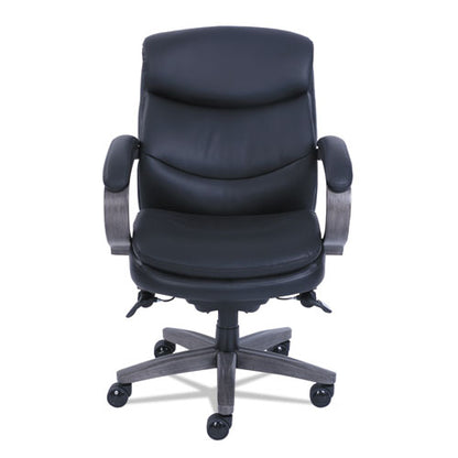 Woodbury Mid-back Executive Chair, Supports Up To 300 Lb, 18.75" To 21.75" Seat Height, Black Seat/back, Weathered Gray Base