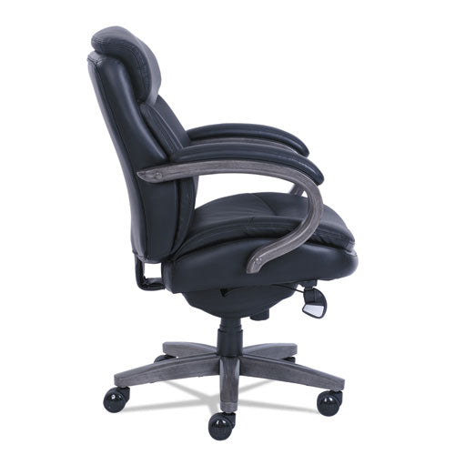 Woodbury Mid-back Executive Chair, Supports Up To 300 Lb, 18.75" To 21.75" Seat Height, Black Seat/back, Weathered Gray Base