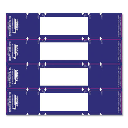 File Pocket Handles, 9.63 X 2, Dark Blue/white, 4/sheet, 12 Sheets/pack