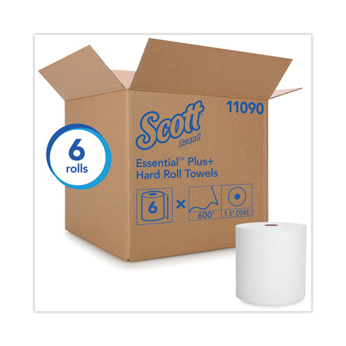 Hard Roll Paper Towels With Premium Absorbency Pockets, 1-ply, 8" X 600 Ft, 1.5" Core, White, 6 Rolls/carton