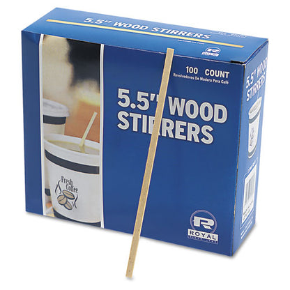 Wood Coffee Stirrers, 5.5", 10,000/carton