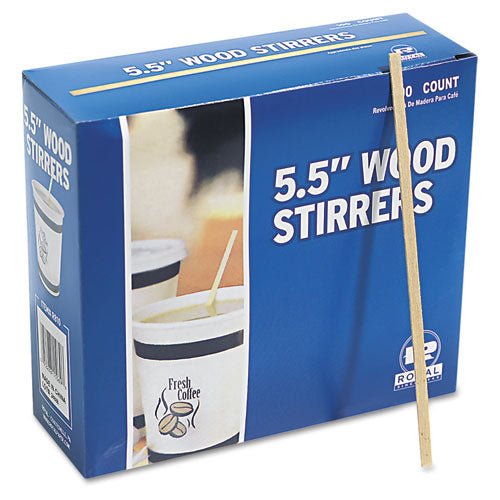 Wood Coffee Stirrers, 5.5", 10,000/carton