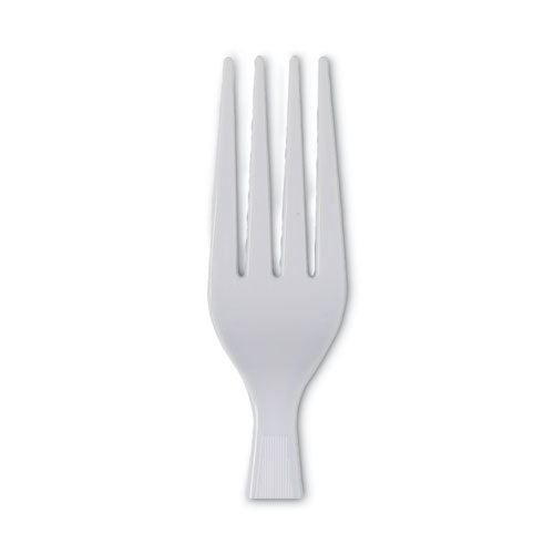 Plastic Cutlery, Heavyweight Forks, White, 100/box