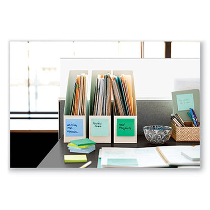 100% Recycled Paper Super Sticky Notes, Unruled, 3" X 3", Assorted Oasis Colors, 70 Sheets/pad, 12 Pads/pack