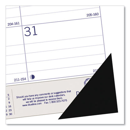 Academic Monthly Desk Pad Calendar, 22 X 17, White/blue/gray Sheets, Black Binding/corners, 13-month (july-july): 2023-2024