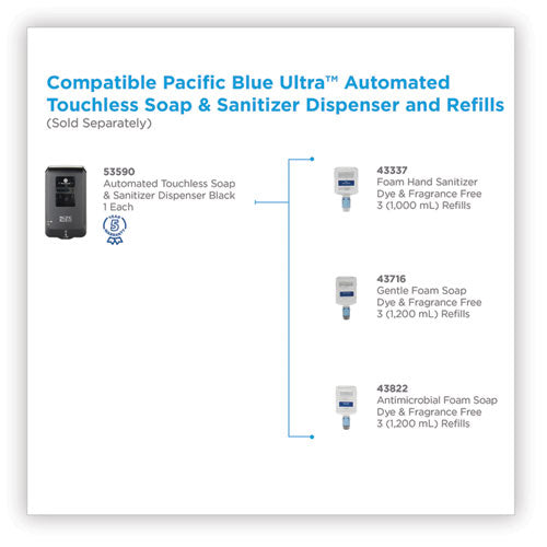 Pacific Blue Ultra Automated Touchless Soap/sanitizer Dispenser, 1,000 Ml, 6.54 X 11.72 X 4, Black