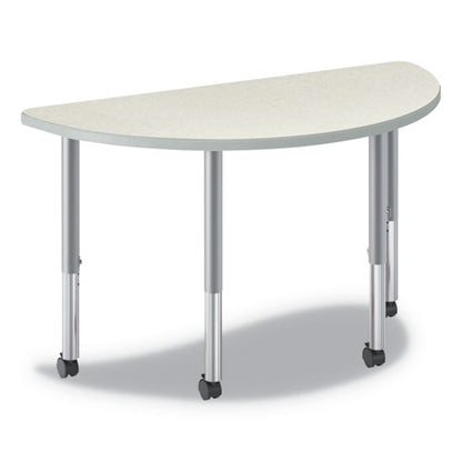 Build Half Round Shape Table Top, 60w X 30d, Silver Mesh