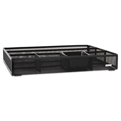 Metal Mesh Deep Desk Drawer Organizer, Six Compartments, 15.25 X 11.88 X 2.5, Black