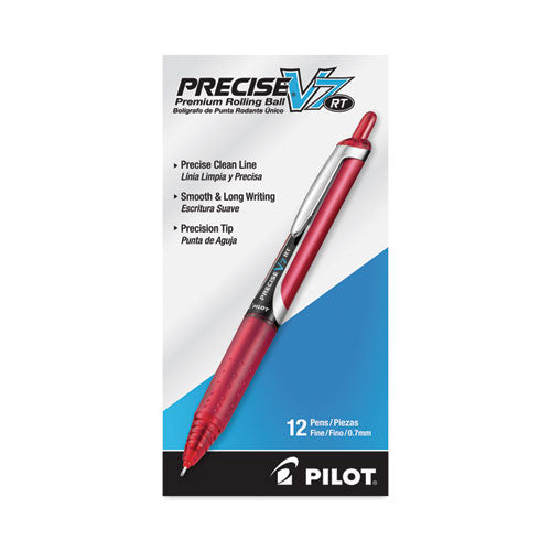 Precise V7rt Roller Ball Pen, Retractable, Fine 0.7 Mm, Red Ink, Red Barrel