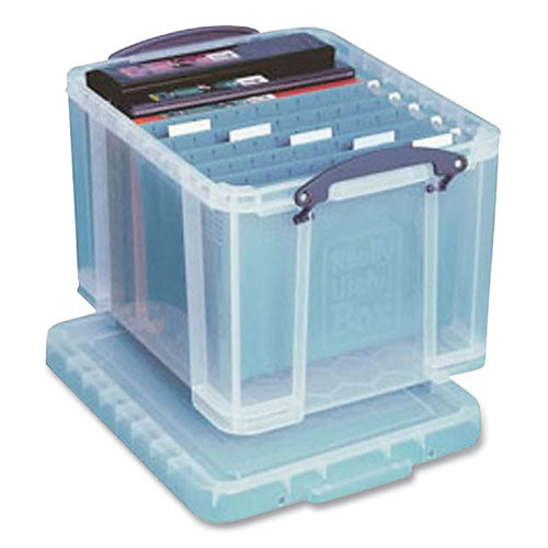 Snap-lid Storage Bin, 8.45 Gal, 14" X 18" X 12.25", Clear/blue, 3/pack