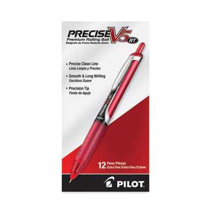 Precise V5rt Roller Ball Pen, Retractable, Extra-fine 0.5 Mm, Red Ink, Red Barrel