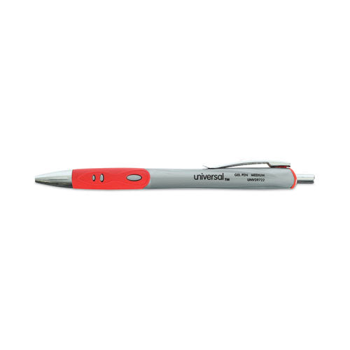 Comfort Grip Gel Pen, Retractable, Medium 0.7 Mm, Red Ink, Gray/red/silver Barrel, Dozen