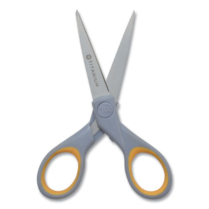 Titanium Bonded Scissors, 5" And 7" Long, 2.25" And 3.5" Cut Lengths, Gray/yellow Straight Handles, 2/pack