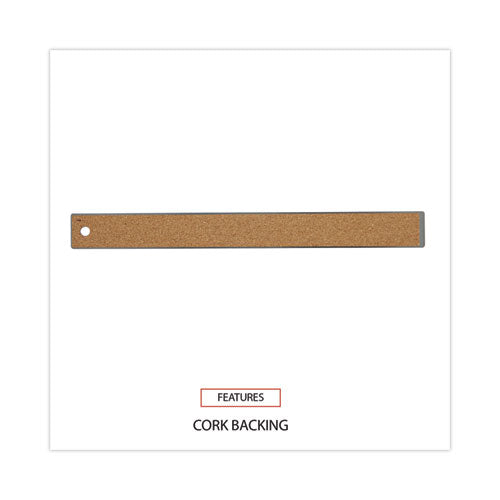 Stainless Steel Ruler With Cork Back And Hanging Hole, Standard/metric, 12" Long