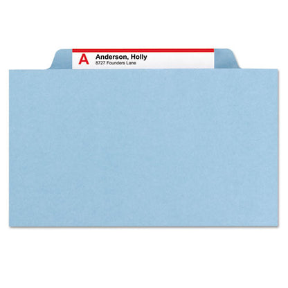 Four-section Pressboard Top Tab Classification Folders, Four Safeshield Fasteners, 1 Divider, Legal Size, Blue, 10/box
