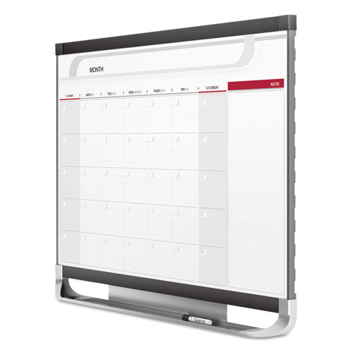 Prestige 2 Magnetic Total Erase Monthly Calendar, 36 X 24, White Surface, Graphite Fiberboard/plastic Frame
