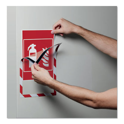 Duraframe Security Magnetic Sign Holder, 8.5 X 11, Red/white Frame, 2/pack