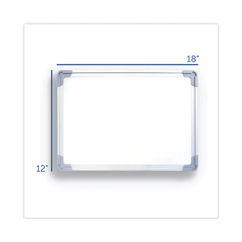 Dual-sided Desktop Dry Erase Board, 18 X 12, White Surface, Silver Aluminum Frame