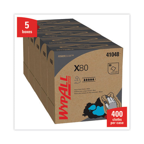 X80 Cloths, Hydroknit, Pop-up Box, 8.34 X 16.8, White, 80/box, 5 Boxes/carton