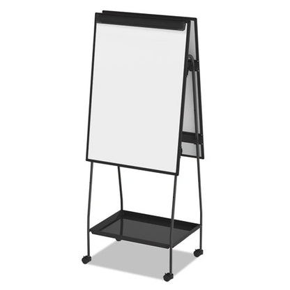 Creation Station Magnetic Dry Erase Board, 29.5 X 74.88, White Surface, Black Metal Frame