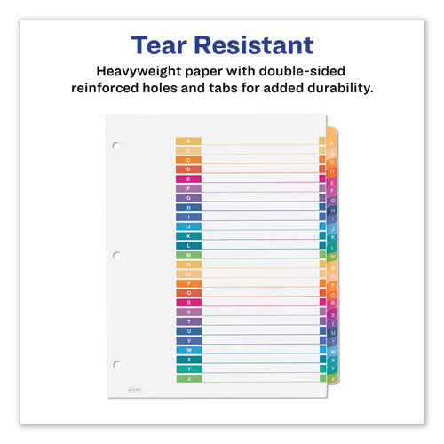 Customizable Table Of Contents Ready Index Dividers With Multicolor Tabs, 26-tab, A To Z, 11 X 8.5, White, 1 Set