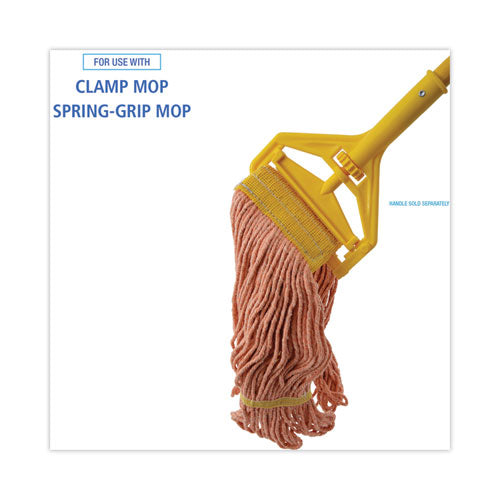 Super Loop Wet Mop Head, Cotton/synthetic Fiber, 5" Headband, Small Size, Orange, 12/carton