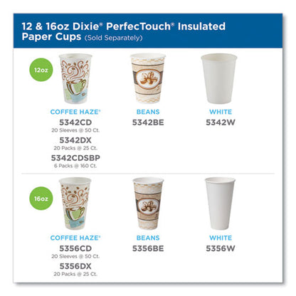 Perfectouch Paper Hot Cups, 12 Oz, Coffee Haze Design, 160/pack