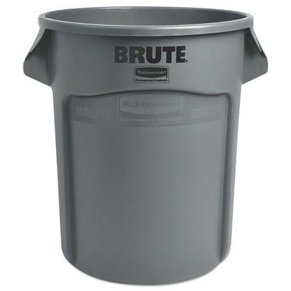 Vented Round Brute Container, 20 Gal, Plastic, Gray