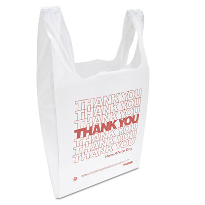 Thank You Handled T-shirt Bag, 0.167 Bbl, 12.5 Microns, 11.5" X 21", White, 900/carton