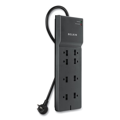 Home/office Surge Protector, 8 Ac Outlets, 8 Ft Cord, 2,500 J, Black