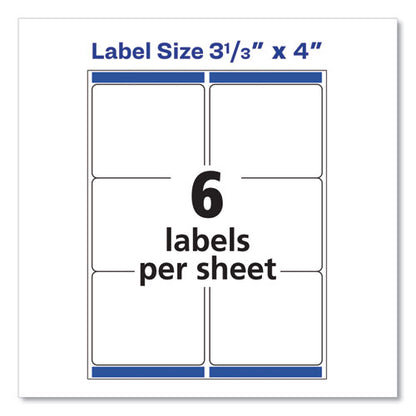 Shipping Labels W/ Trueblock Technology, Laser Printers, 3.33 X 4, White, 6/sheet, 100 Sheets/box