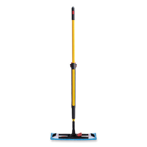 Adaptable Flat Mop Kit, 19.5 X 5.5 Blue Microfiber Head, 48" To 72" Yellow Aluminum Handle