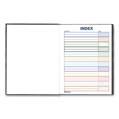 Business Notebook With Self-adhesive Labels, 1-subject, Medium/college Rule, Black Cover, (192) 9.25 X 7.25 Sheets