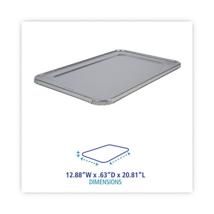 Aluminum Steam Table Pan Lids, Fits Full-size Pan, Deep,12.88 X 20.81 X 0.63, 50/carton