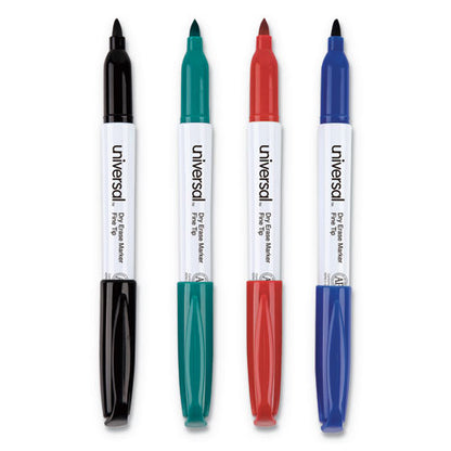 Pen Style Dry Erase Marker, Fine Bullet Tip, Assorted Colors, 4/set