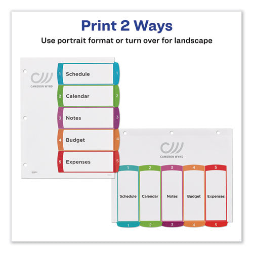 Customizable Toc Ready Index Multicolor Tab Dividers, 5-tab, 1 To 5, 11 X 8.5, White, Contemporary Color Tabs, 1 Set