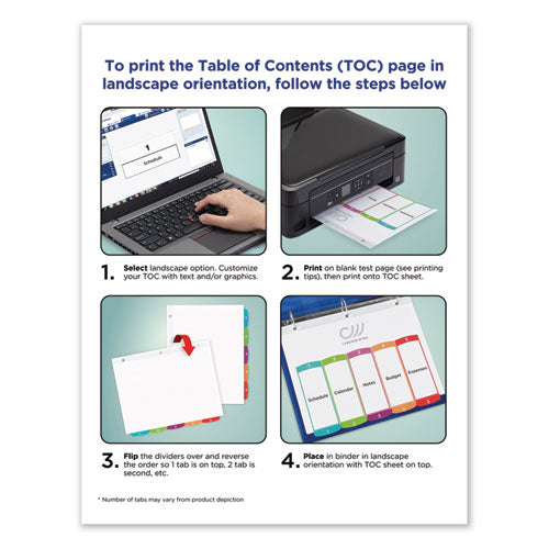 Customizable Toc Ready Index Multicolor Tab Dividers, 5-tab, 1 To 5, 11 X 8.5, White, Contemporary Color Tabs, 1 Set