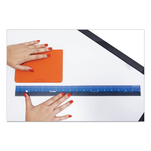 Easy Read Stainless Steel Ruler, Standard/metric, 18".25 Long, Blue