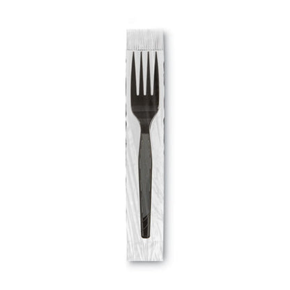Grab’n Go Wrapped Cutlery, Forks, Black, 90/box